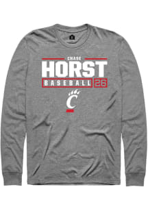 Chase Horst  Cincinnati Bearcats Graphite Rally NIL Stacked Box Long Sleeve T Shirt