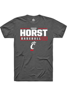 Chase Horst  Cincinnati Bearcats Dark Grey Rally NIL Stacked Box Short Sleeve T Shirt