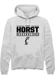 Chase Horst  Rally Cincinnati Bearcats Mens White NIL Stacked Box Long Sleeve Hoodie