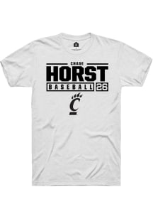 Chase Horst  Cincinnati Bearcats White Rally NIL Stacked Box Short Sleeve T Shirt