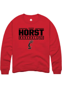 Chase Horst  Rally Cincinnati Bearcats Mens Red NIL Stacked Box Long Sleeve Crew Sweatshirt