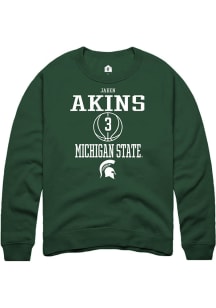 Jaden Akins  Rally Michigan State Spartans Mens Green NIL Sport Icon Long Sleeve Crew Sweatshirt