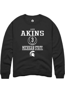 Jaden Akins  Rally Michigan State Spartans Mens Black NIL Sport Icon Long Sleeve Crew Sweatshirt