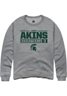 Jaden Akins  Rally Michigan State Spartans Mens Graphite NIL Stacked Box Long Sleeve Crew Sweats..