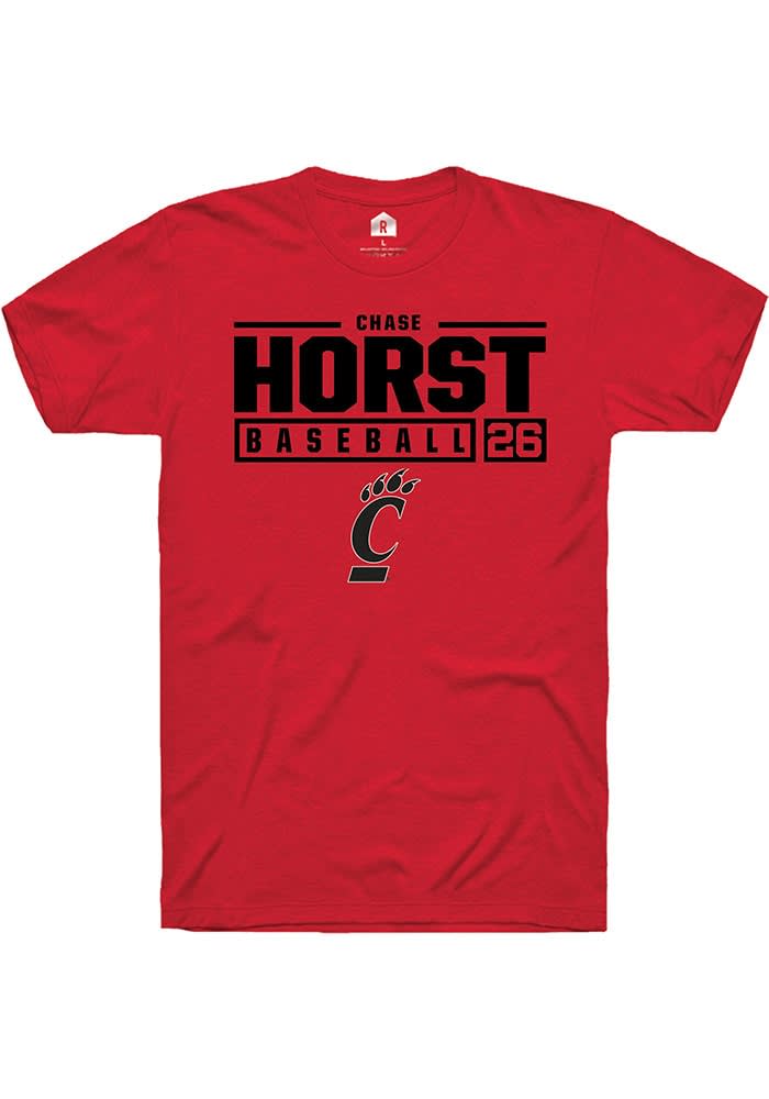 Chase Horst Cincinnati Bearcats Rally NIL Stacked Box Short Sleeve T Shirt