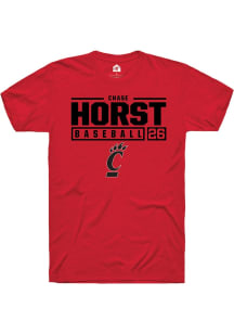 Chase Horst  Cincinnati Bearcats Red Rally NIL Stacked Box Short Sleeve T Shirt