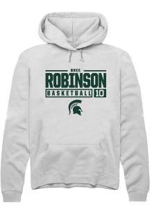 Bree Robinson  Rally Michigan State Spartans Mens White NIL Stacked Box Long Sleeve Hoodie