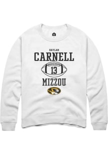 Daylan Carnell  Rally Missouri Tigers Mens White NIL Sport Icon Long Sleeve Crew Sweatshirt