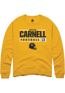 Daylan Carnell  Rally Missouri Tigers Mens Gold NIL Stacked Box Long Sleeve Crew Sweatshirt