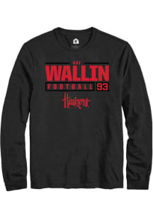 Kai Wallin Rally Mens Black Nebraska Cornhuskers NIL Stacked Box Tee