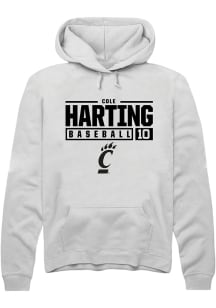 Cole Harting  Rally Cincinnati Bearcats Mens White NIL Stacked Box Long Sleeve Hoodie