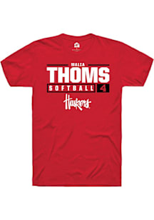 Malia Thoms  Nebraska Cornhuskers Red Rally NIL Stacked Box Short Sleeve T Shirt
