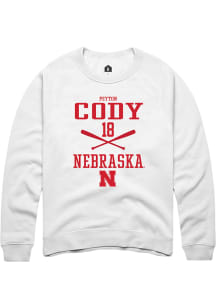 Peyton Cody  Rally Nebraska Cornhuskers Mens White NIL Sport Icon Long Sleeve Crew Sweatshirt