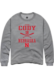 Peyton Cody  Rally Nebraska Cornhuskers Mens Graphite NIL Sport Icon Long Sleeve Crew Sweatshirt