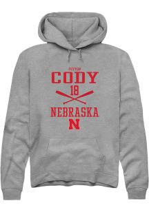 Peyton Cody  Rally Nebraska Cornhuskers Mens Grey NIL Sport Icon Long Sleeve Hoodie