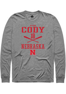 Peyton Cody  Nebraska Cornhuskers Grey Rally NIL Sport Icon Long Sleeve T Shirt
