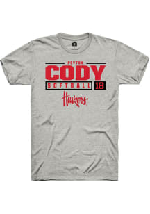 Peyton Cody  Nebraska Cornhuskers Ash Rally NIL Stacked Box Short Sleeve T Shirt