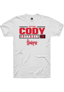 Peyton Cody  Nebraska Cornhuskers White Rally NIL Stacked Box Short Sleeve T Shirt