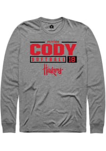 Peyton Cody  Nebraska Cornhuskers Grey Rally NIL Stacked Box Long Sleeve T Shirt