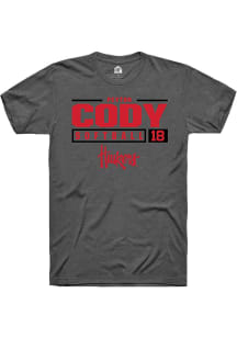 Peyton Cody  Nebraska Cornhuskers Dark Grey Rally NIL Stacked Box Short Sleeve T Shirt