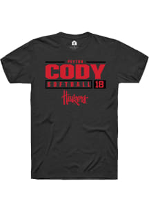 Peyton Cody  Nebraska Cornhuskers Black Rally NIL Stacked Box Short Sleeve T Shirt