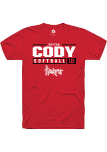 Peyton Cody  Nebraska Cornhuskers Red Rally NIL Stacked Box Short Sleeve T Shirt