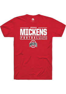Joshua Mickens Red Ohio State Buckeyes NIL Stacked Box Short Sleeve T Shirt