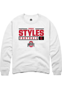 Sonny Styles  Rally Ohio State Buckeyes Mens White NIL Stacked Box Long Sleeve Crew Sweatshirt