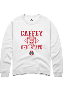 TC Caffey Rally Mens White Ohio State Buckeyes NIL Sport Icon Crew Sweatshirt