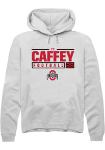 TC Caffey Rally Mens White Ohio State Buckeyes NIL Stacked Box Hooded Sweatshirt