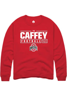 TC Caffey Rally Mens Red Ohio State Buckeyes NIL Stacked Box Crew Sweatshirt