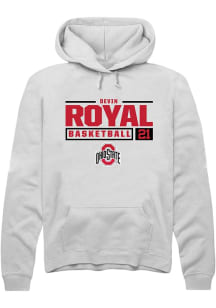 Devin Royal Rally Mens White Ohio State Buckeyes NIL Stacked Box Hooded Sweatshirt