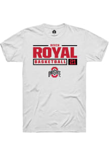 Devin Royal White Ohio State Buckeyes NIL Stacked Box Short Sleeve T Shirt