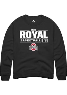 Devin Royal Rally Mens Black Ohio State Buckeyes NIL Stacked Box Crew Sweatshirt
