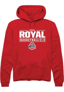 Devin Royal Rally Mens Red Ohio State Buckeyes NIL Stacked Box Hooded Sweatshirt