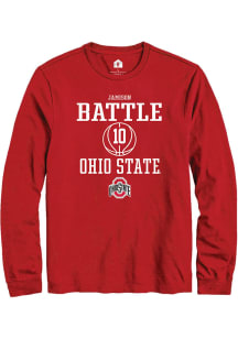 Jamison Battle  Ohio State Buckeyes Red Rally NIL Sport Icon Long Sleeve T Shirt
