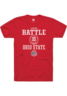 Jamison Battle  Ohio State Buckeyes Red Rally NIL Sport Icon Short Sleeve T Shirt