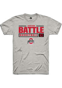Jamison Battle  Ohio State Buckeyes Ash Rally NIL Stacked Box Short Sleeve T Shirt