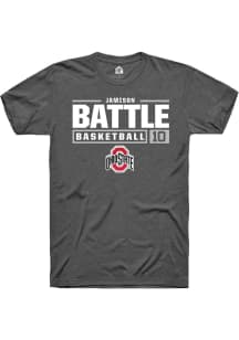 Jamison Battle  Ohio State Buckeyes Dark Grey Rally NIL Stacked Box Short Sleeve T Shirt