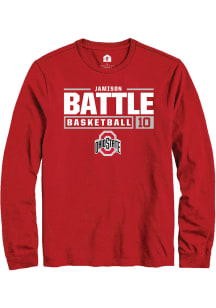 Jamison Battle  Ohio State Buckeyes Red Rally NIL Stacked Box Long Sleeve T Shirt