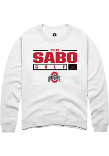 Tyler Sabo  Rally Ohio State Buckeyes Mens White NIL Stacked Box Long Sleeve Crew Sweatshirt