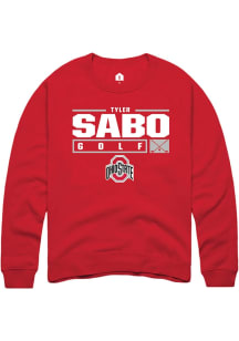 Tyler Sabo  Rally Ohio State Buckeyes Mens Red NIL Stacked Box Long Sleeve Crew Sweatshirt