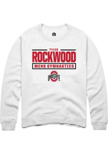 Tyler Rockwood  Rally Ohio State Buckeyes Mens White NIL Stacked Box Long Sleeve Crew Sweatshirt