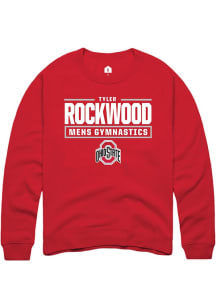 Tyler Rockwood  Rally Ohio State Buckeyes Mens Red NIL Stacked Box Long Sleeve Crew Sweatshirt