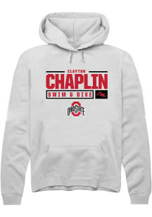 Clayton Chaplin Rally Mens White Ohio State Buckeyes NIL Stacked Box Hooded Sweatshirt