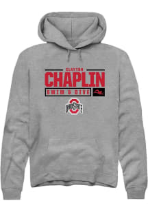 Clayton Chaplin Rally Mens Graphite Ohio State Buckeyes NIL Stacked Box Hooded Sweatshirt