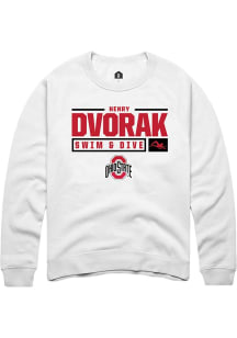 Henry Dvorak  Rally Ohio State Buckeyes Mens White NIL Stacked Box Long Sleeve Crew Sweatshirt