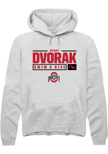 Henry Dvorak  Rally Ohio State Buckeyes Mens White NIL Stacked Box Long Sleeve Hoodie