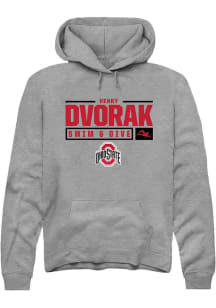 Henry Dvorak  Rally Ohio State Buckeyes Mens Graphite NIL Stacked Box Long Sleeve Hoodie