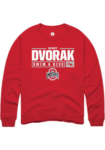 Henry Dvorak  Rally Ohio State Buckeyes Mens Red NIL Stacked Box Long Sleeve Crew Sweatshirt